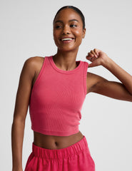 On Repeat Rib High Neck Cropped Tank
