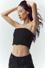 Wool Blend Nightcap Corset Top - Black