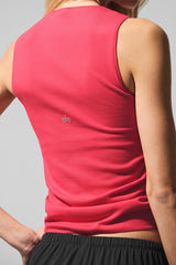 Ribbed En Pointe Tank - Candy Red