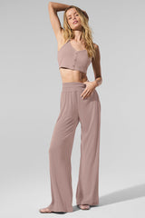 Ribbed Delicate Lounge Tank - Taupe