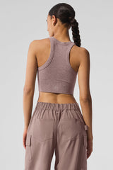 Seamless Delight High Neck Bra - Mushroom Heather