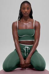 Airbrush Streamlined Bra Tank - Clover Green/White